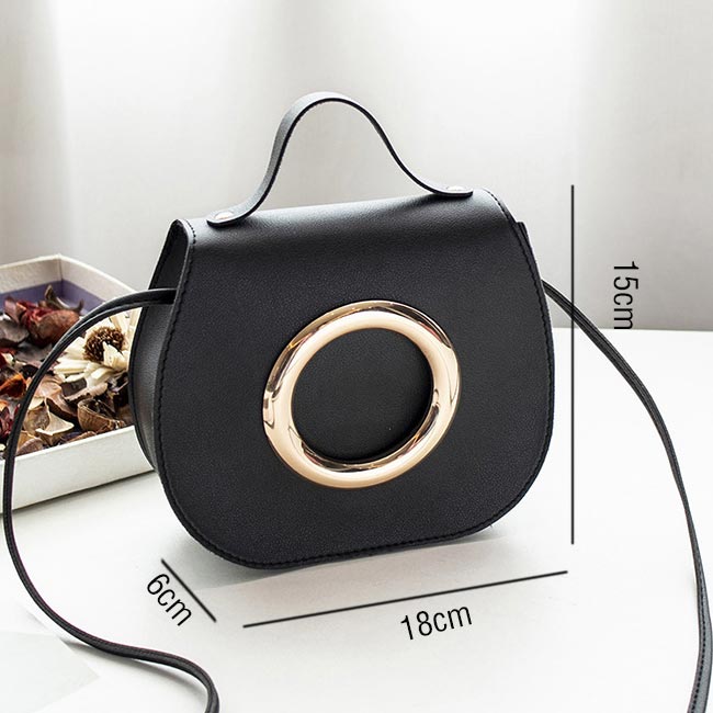 Magnetic PU Design Black Shoulder Bag
