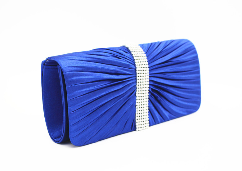 Sapphire Blue Rhinestone Magnetic PU Hand Bag