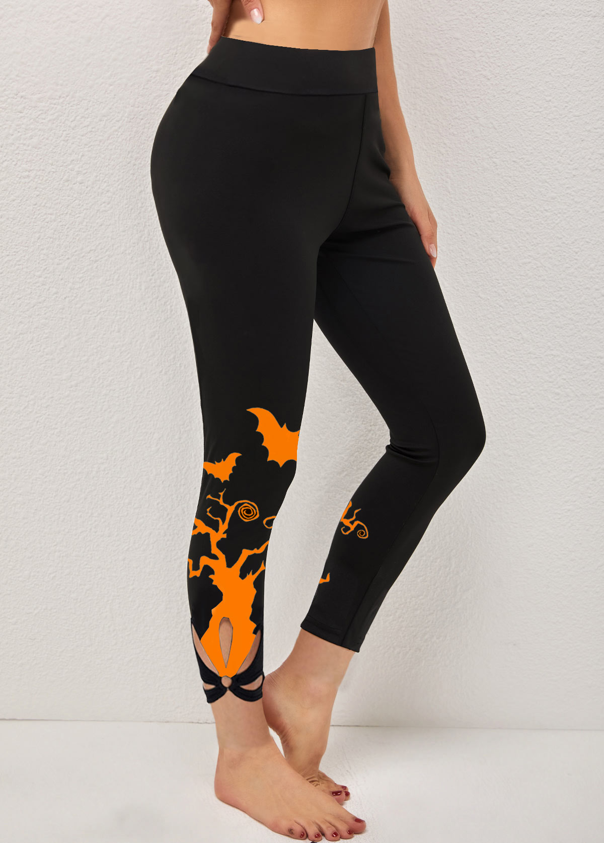Halloween Print Orange High Waisted Legging