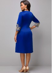 3/4 Sleeve Lace Patchwork Round Neck Dress