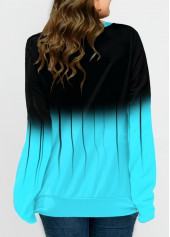 Ombre Print Lace Up Plus Size Long Sleeve Sweatshirt