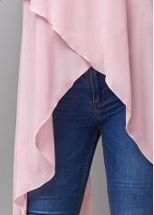 Cutout Dip Hem Light Pink Tank Top