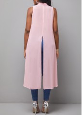 Cutout Dip Hem Light Pink Tank Top