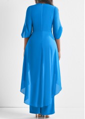 Chiffon Light Blue Flower Decoration Jumpsuit