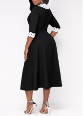 Faux Two Piece Polka Dot Black Dress