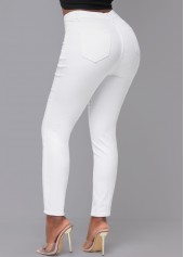 White High Waisted Skinny Zipper Fly Pants