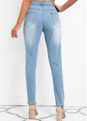 Denim Blue Skinny High Waisted Button Jeans