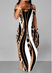 Pocket Leopard Sleeveless Multi Color Maxi Dress
