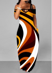 Strappy Cold Shoulder Double Side Pockets Maxi Dress