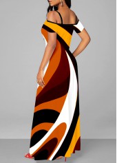 Strappy Cold Shoulder Double Side Pockets Maxi Dress