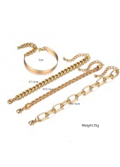 Metal Detail Chain Design Gold Bracelet Set