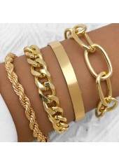 Metal Detail Chain Design Gold Bracelet Set