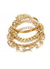 Metal Detail Chain Design Gold Bracelet Set