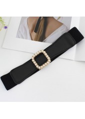 Pearl Detail Elastic Design Black Belt