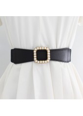 Pearl Detail Elastic Design Black Belt
