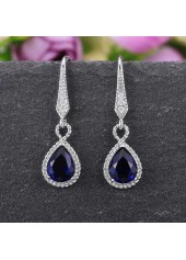 Blue Metal Detail Rhinestone Design Earrings