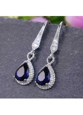 Blue Metal Detail Rhinestone Design Earrings