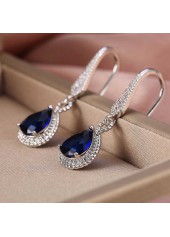 Blue Metal Detail Rhinestone Design Earrings