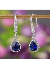 Blue Metal Detail Rhinestone Design Earrings