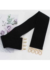 Black Elastic Design Wide Metal Detail Belt