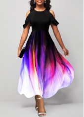 Black Cold Shoulder Short Sleeve Dress