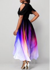 Black Cold Shoulder Short Sleeve Dress