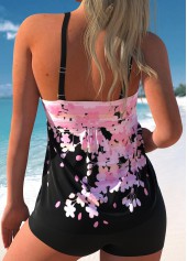 Pink Floral Print Wide Strap Tankini Top-No Bottom
