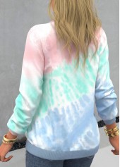 Tie Dye Print Ombre Long Sleeve Pink Sweatshirt