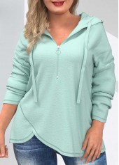 Quarter Zip Plus Size Mint Green Sweatshirt