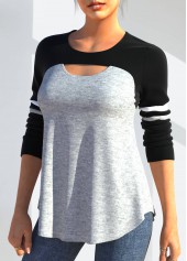 Black Cutout Detail Long Sleeve T Shirt