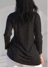 Long Sleeve Black Cross Strap T Shirt