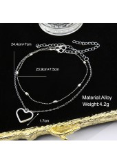 Heart Design Silvery White Anklet Set
