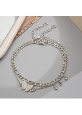 Butterfly Silvery White Rhinestone Anklet Set