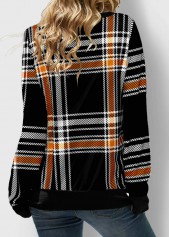 Plaid Lace Up Black Halloween Design Sweatshirt