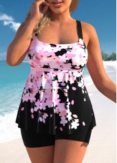 Pink Floral Print Wide Strap Tankini Top-No Bottom