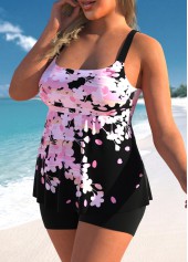 Pink Floral Print Wide Strap Tankini Top-No Bottom