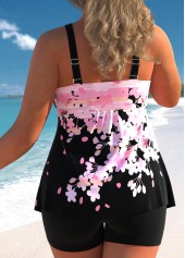 Pink Floral Print Wide Strap Tankini Top-No Bottom