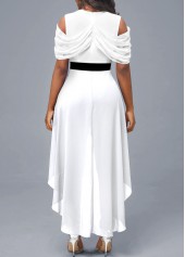 Cold Shoulder White V Neck Jumpsuit