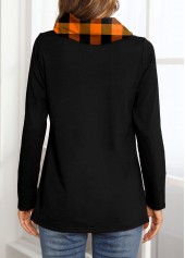 Black Plus Size Geometric Print Regular Sleeve Sweatshirt