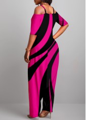 Striped Hot Pink Off Shoulder Jumpsuit