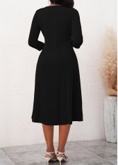 Black 3/4 Sleeve Round Neck Dress
