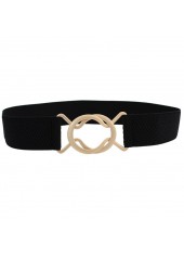 Metal Detail Black Elastic Design Belt