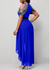 Hot Stamping Sapphire Blue Cold Shoulder Jumpsuit