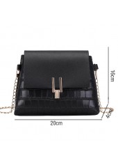 Chains Design Pushlock Black Shoulder Bag