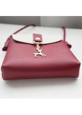 Magnetic Contrast Color Wine Red Shoulder Bag