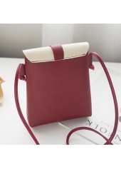 Magnetic Contrast Color Wine Red Shoulder Bag