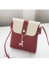 Magnetic Contrast Color Wine Red Shoulder Bag