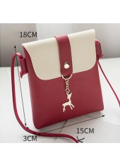 Magnetic Contrast Color Wine Red Shoulder Bag