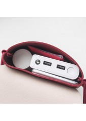 Magnetic Contrast Color Wine Red Shoulder Bag