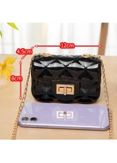 Chains Detail Black Turnlock Shoulder Bag